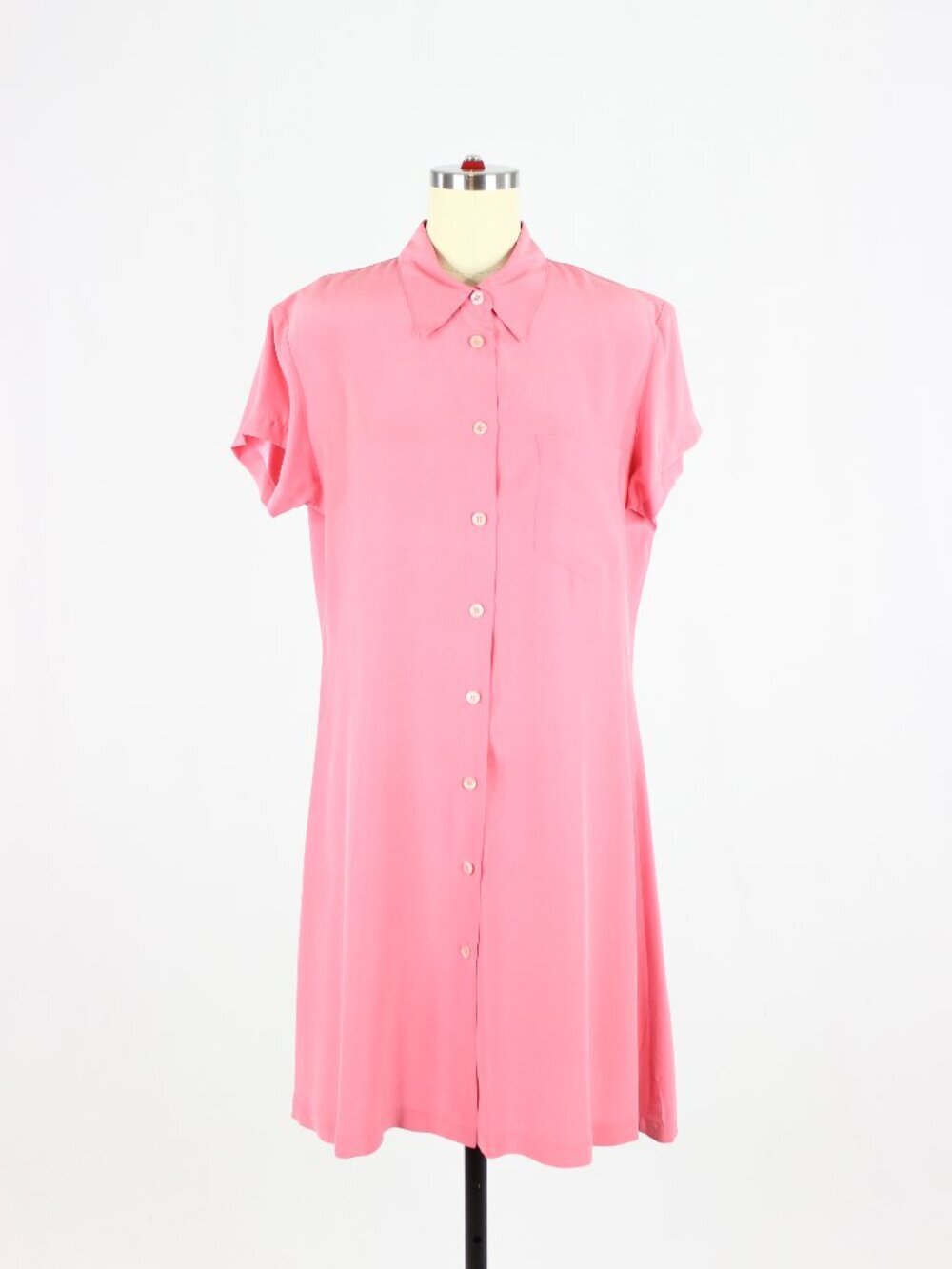 Vintage 90's CLIFFORD & WILLS by J.Crew Pink 100% Silk Shirt Dress, Size 12